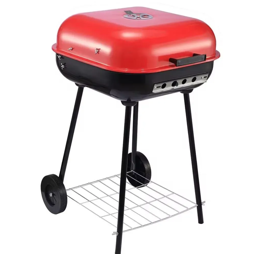 Parrilla BBQ a Carbón con Tapa y Ruedas – Asador Portátil para Exterior