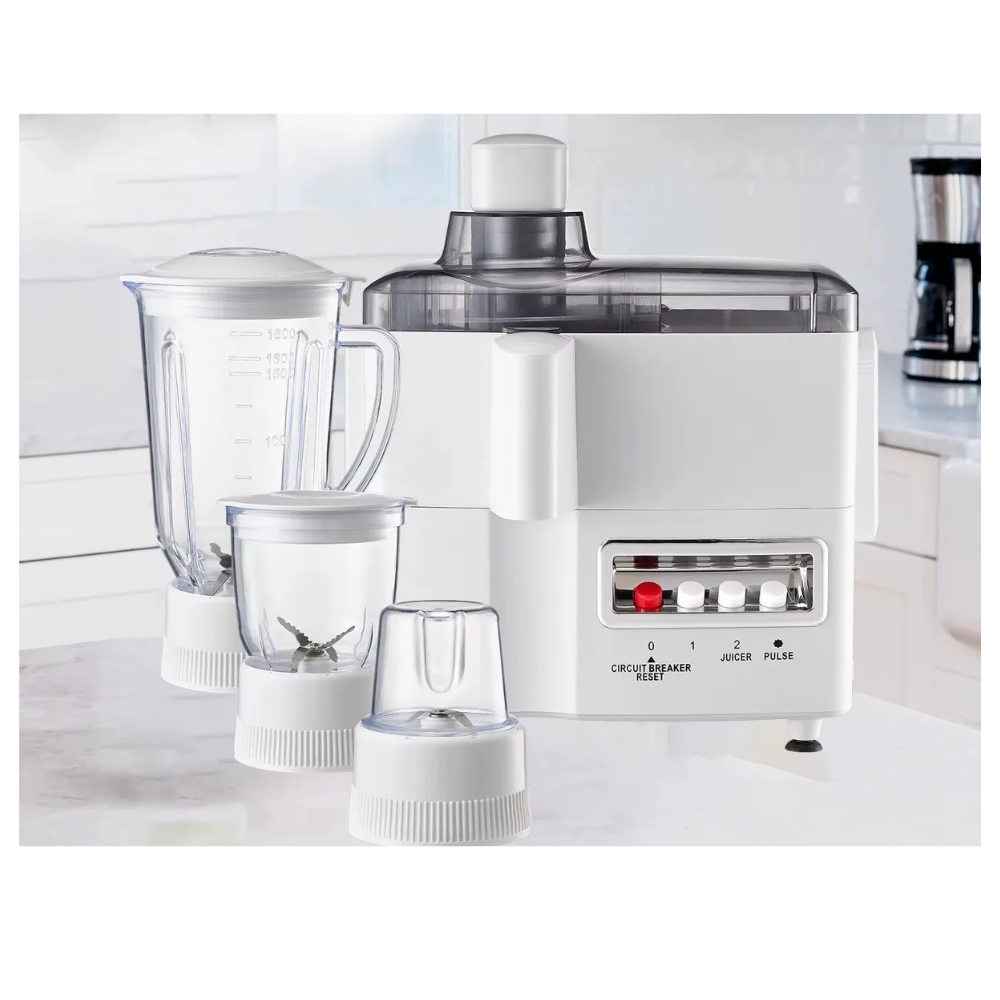 Procesador de Alimentos 4 en 1 con Licuadora, Extractor y Molino – Multifuncional de Cocina
